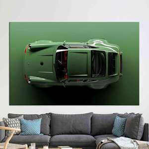 Impresión en lienzo de coche verde elegante: arte gráfico moderno para pared, estirado sobre lienzo. - Product Image 1