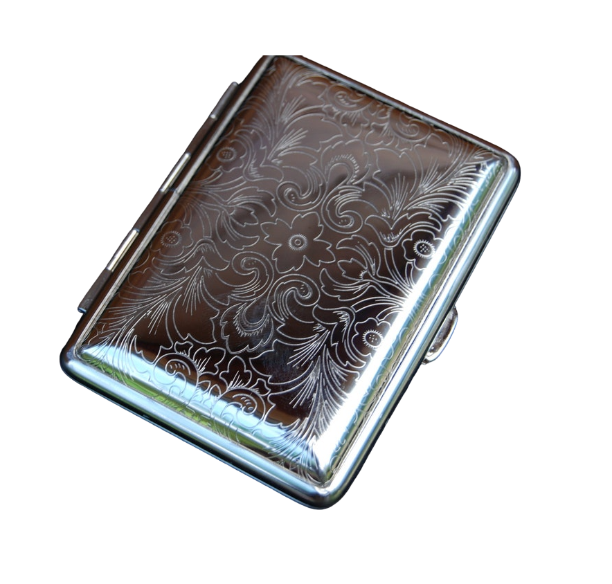 magnetic cigarette case Portable Slim Leather Cigarette Case with Magnetic, Metal 24015 Clsaaic Black