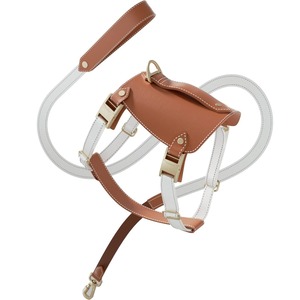 ชุดสายรัดและสายจูงสุนัขชุดสายจูงแบบไม่ดึงพร้อมสายจูงสะท้อนแสงสายรัดสัตว์เลี้ยงหนัง PU พร้อมที่จับหน้าอกและคอ - Product Image 5