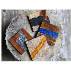 Juego de 4 posavasos de resina de madera únicos, posavasos de diseño bonito para protección de Mesa para el hogar, la Oficina, posavasos de piedra para bodas - Product Image 1