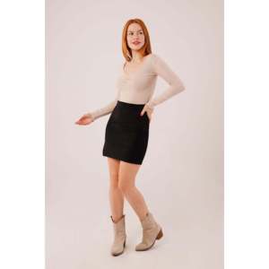 Genis Yaka <strong>Krem</strong> Toptan Basic Body Bluz - <strong>Krem</strong> - Product Image 2