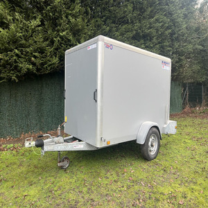 New/used 8.5x16 11.4K Enclosed <b>Cargo</b> <b>Trailer</b> with Black Out Package 200kg Payload Pewter Finish Made in at - Product Image 1