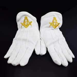 Gants maçonniques en coton blanc sur mesure, taille unique, fabriqués pour les gants maçonniques - Product Image 5