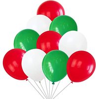 30 Ballons Décoratifs Ronds en Latex Durables, 12 Ballons de Football Rouges, Blancs et Verts, Édition Anniversaire pour Supporters d'Équipe