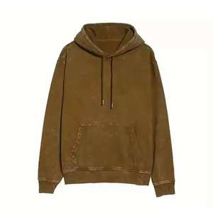 <b>Vintage</b> Sun Faded Distressed Cropped Acid Wash Pullover Hoodie Custom Heavyweight French Terry Cotton <b>Sweatshirt</b> for men - Product Image 1