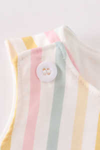 Miellat enfants vêtements Jonjon bébé garçon barboteuse arc-en-ciel rayure poche personnalisé doux coton lavable brodé vêtements pour bébés - Product Image 3