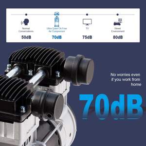 Compresseur d'air électrique portable sans huile ultra silencieux 2 HP 11 gallons 70 dB 5,2 CFM à 40 PSI 4,0 CFM à 90 PSI pour outils pneumatiques - Product Image 2