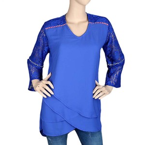 Blusa Elegante de Georgette para Mujer - Azul - Product Image 3