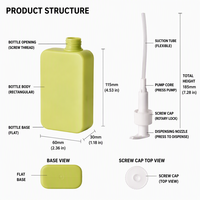 Bouteille de lotion carrée mate en HDPE avec logo personnalisé, 50-500 ml, vide, en plastique, avec pompe, pour shampoing, lotion corporelle, gel douche, emballage, impression sérigraphique