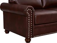 Ensemble de canapé sectionnel carré moderne de luxe en cuir PU marron 3 pièces avec structure en bois pour salon de villa, incluant canapé et causeuse
