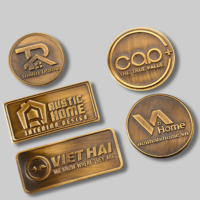 Étiquette en métal durable en laiton antique personnalisée, design gravé pour meubles, plaque de logo de marque gravée, 3A Vietnam ABL-01