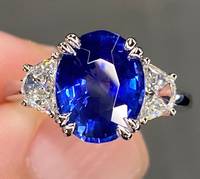 Excepcional Anillo Unisex Vintage de Rodio con Zafiro Ovalado Azul Aciano Intenso de Ceilán, Certificado IGI, de Lujo y Grado Premium