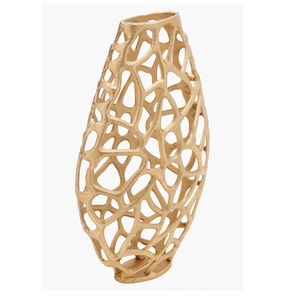Jarrón Decorativo de Metal Dorado de Aluminio, Estilo Costero, Hecho a Mano, Personalizable en Tamaño y Color, Ideal para Bodas y Decoración del Hogar - Product Image 1