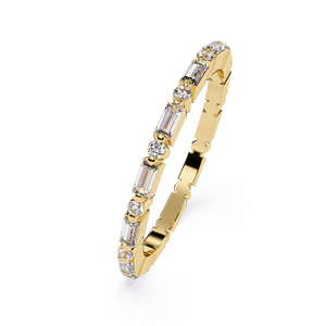 Bagues de mariage en or massif 18 carats avec diamants de laboratoire taille baguette et ronds, sertis en éternité, pour femmes - Nouveauté en gros - Product Image 3