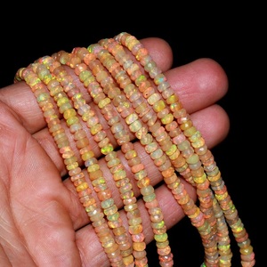 38 Carat Ethiopia Opal <b>Bead</b> 5mm Faceted Rondelle Fire Opal <b>Stone</b> <b>Beads</b> for Strands Necklaces or Other Jewelry Pieces - Product Image 1