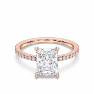 Bague de fiançailles solitaire en moissanite de 3.20 carats coupe émeraude bagues en argent sterling 925 avec diamant rond - Product Image 6