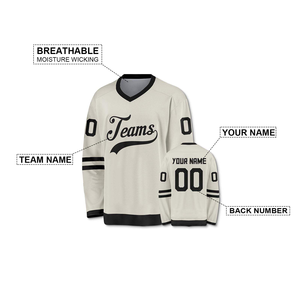 Maillot de hockey sur glace personnalisé blanc/noir uniforme d'équipe nom et numéro personnalisés 100% polyester Sublimation séchage rapide respirant - Product Image 4