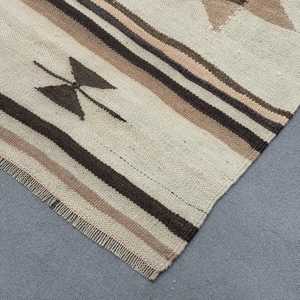 2.8x11 ft Vintage Turkish Rug, Runner Rug, Kilim <b>Brown</b> <b>Wool</b> Rug - Product Image 4