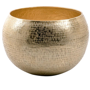 Vases à fleurs ronds en métal décoratif artisanal, finition plaquée or, pour la décoration de table dans les hôtels, les maisons et les restaurants. - Product Image 1