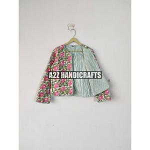 แจ็กเก็ตแบบวินเทจของผู้หญิงเสื้อแจ็กเก็ตกันหนาวลายดอกไม้พิมพ์ลายทาง - Product Image 3
