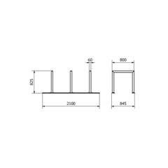 Sistema di supporto a binario, 3 supporti in tubo d'acciaio 60x60 mm, 2100x800mm (LxP), da avvitare, grigio - Product Image 4