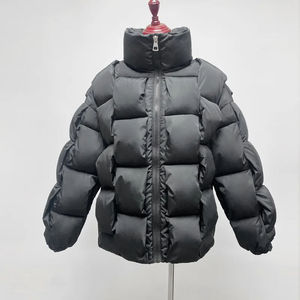 <b>Men's</b> Canvas <b>Puffer</b> Jacket with <b>Long</b> Sleeves Quilted Design Breathable Winter <b>Coat</b> Front Logo - Product Image 2