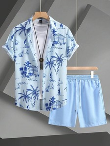 Conjunto de Camiseta y Pantalones Cortos Casuales de Primavera para Hombre, Personalizable, Transpirable, de Primera Calidad, en Poliéster/Algodón, con Estampado Elegante - Product Image 3