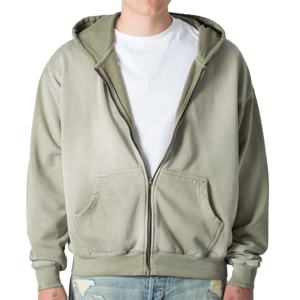 Sudaderas con cremallera térmica de gran tamaño personalizables de alta calidad para hombre, sudaderas con capucha de algodón negro básicas para el invierno - Product Image 1