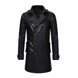 Manteau en cuir grande taille Trench en cuir pour homme Manteau en cuir trench respirant Nouvelle arrivée Manteaux en cuir véritable - Product Image 4