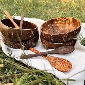 Cheapest coconut bowl natural or colorful lacquer lightweight for wholesale gifting events and sustainable catering - Product Image 5