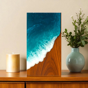 Handmade Wooden Cremation Urn Resin Ocean Wave Inlay Elegant <b>Memorial</b> <b>Keepsake</b> - Product Image 5