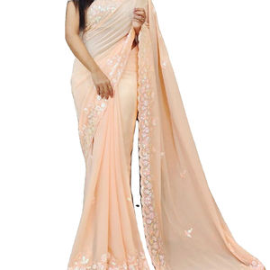 El último diseñador Faux Georgette Bordado Secuencia Saree por Fab Zone Indian & Pakistani Clothing - Product Image 1