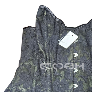 Minivestido Corsé Gótico de Satén Oliva con Encaje y Varillas de Acero Sobre el Busto |   Corsé Victoriano Steampunk para Entrenamiento de Cintura - Product Image 3