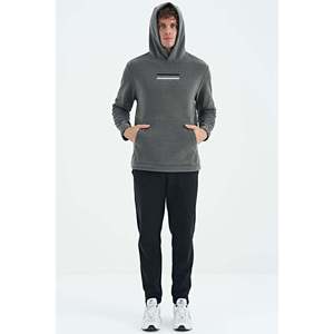 เสื้อสเวตเชิ้ตผ้าฟลีซโพลีเอสเตอร์สีเทาเข้มสำหรับผู้ชาย Air Jones - สวมใส่สบาย ลำลอง และทนทานสำหรับฤดูหนาว - Product Image 5
