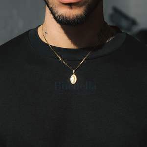 Trendy 18k Gold Plated Mini Virgin Cross <b>Pendant</b> 925 silver <b>Necklace</b> Virgin Mary <b>Necklace</b> Religious <b>Necklace</b> <b>for</b> <b>Men</b> - Product Image 2