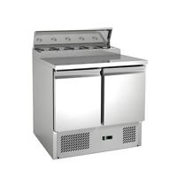 Venta flash pantalla congeladores frigoríficos enfriador de preparación de Pizza de alta calidad enfriador de ensalada de encimera de doble temperatura para tienda de alimentos