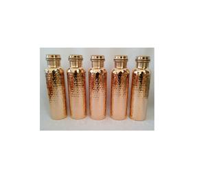 Authentique gourde ayurvédique en cuivre martelé, 100% cuivre massif pur, bouteille d'eau pour les bienfaits pour la santé, antimicrobienne, bouteille de sport - Product Image 1