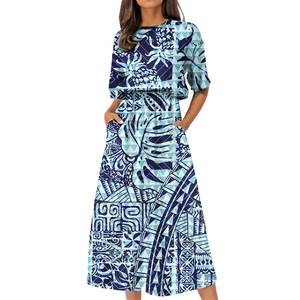 Mini jupe décontractée à col rond pour femmes, conception de robe de bal brodée, grande taille 100% coton - Product Image 6