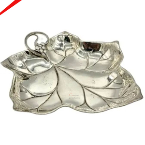 Plateau de service fini argent en acier inoxydable métal design feuille le plus vendu pour hôtels et restaurants - Product Image 1