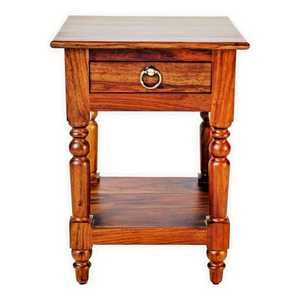 Table de chevet moderne classique en bois massif tiroir étagère inférieure table de chevet pour chambre salon maison appartement entrée maison bar - Product Image 1