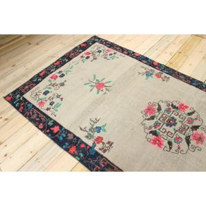 Alfombra Turca Vintage de 4.4x9.4 pies, Alfombra Grande de Lana con Estampado Animal Azul - Product Image 4