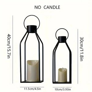 Meilleur prix de vente Lanternes à bougie suspendues en fil métallique noir pour la décoration de la maison et du salon Artisanat - Product Image 6