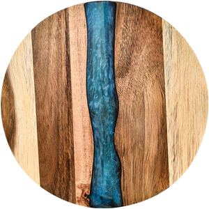 Tabla de Quesos de Madera Natural y Resina Hecha a Mano de Lujo, Tabla de Ajedrez de Madera de Tendencia para Uso en Hoteles y Hogares, Bloques de Cortar de Resina - Product Image 1