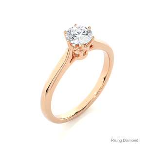 Bague de fiançailles en diamant taille ronde de 0.53 ct en or rose Cadeau d'anniversaire pour ses bagues en diamant CVD - Product Image 4