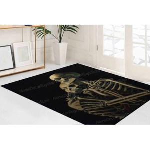 Tapis imprimé avec motif de crâne, design moderne pour la cuisine, la salle à manger et la salle de bain, tapis fin non tissé - Product Image 5