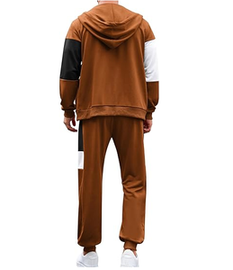 Men <b>2</b> Piece Tracksuit Full <b>Zip</b> Hoodie Jacket <b>Sweatshirt</b> and Jogging Sweatpants Set Color Block Activewear for Men - Product Image 5