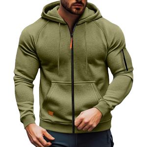 Sweat à capuche respirant pour hommes, tenue confortable et décontractée, avec logo personnalisé, vêtements d'extérieur slim fit en coton mélangé à fermeture éclair complète vente en gros - Product Image 1