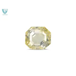 Saphir Jaune Naturel de 9,16 Carats (Pukhraj) - Pierre Précieuse Facettée Taille Émeraude - Product Image 1