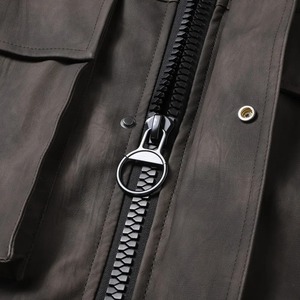 แจ็กเก็ตหนังมีฮู้ดสำหรับผู้ชายปกตั้งแบบลำลองไซส์ XS เคลือบผ้าใบ - Product Image 6