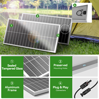 Modul PV Kustom 100W Panel Surya Half Cell 12V 18V Bingkai Putih Efisiensi 22% Harga Pabrik Sistem Surya Off-Grid